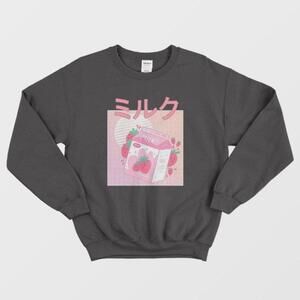 Japanese Kawaii Strawberry Milkshake Cute Pastel Graphic Unisex Sweatshirt
